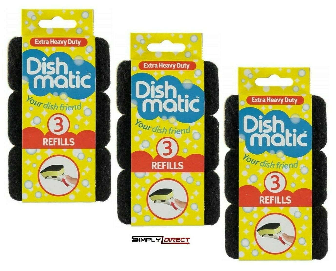 Dishmatic Replacement Refill Heads Extra Heavy Duty Non Scratch Sponge