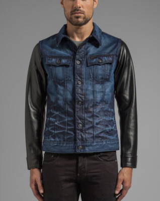 faux leather denim jacket