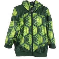 Adidas Windbreaker Jacket Boys 4 Years Kids Lime Green Rare Hexagon Turtle