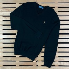 Mens Jumper V Neck Polo Ralph Lauren Vintage Size L