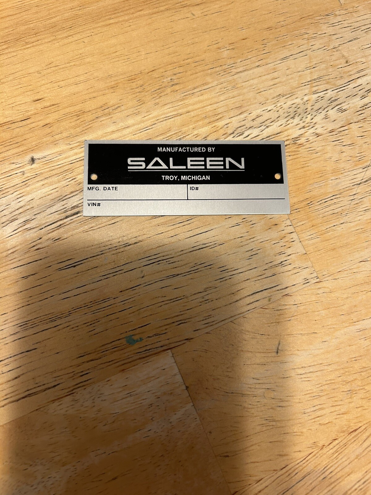 RARE SALEEN TROY MI ENGINE BAY PLAQUE UNSTAMPED SSV FORD GT S281 S302 MUSTANG