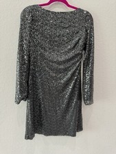 Ralph Lauren Sparkle  Maxi Dress Gray Gown  Silver 10 Women NWT $194