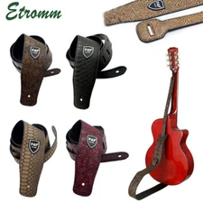 Adjustable PU Leather Guitar Strap Embossed for Acoustic Electric Bass Guitar
