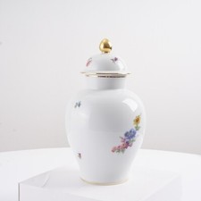 Fürstenberg Porzellan Deckelvase Goldrand Blumenstrauß ca. 23 cm