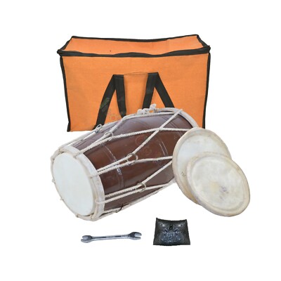 Neues handgefertigtes indisches traditionelles Volksmusikinstrument Seil Dhol...