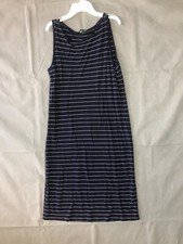 Lauren Ralph Lauren Dress Womens Medium Blue Sleeveless Striped