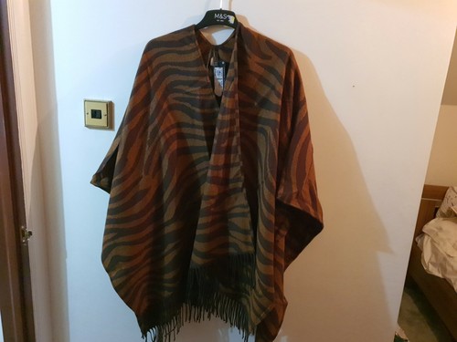 New Mu0026S Ladies Shawl Zebra Wrap Brown Mix One Size | eBay