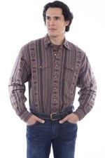Scully Mens Brown Diamond Print Shirt NEW