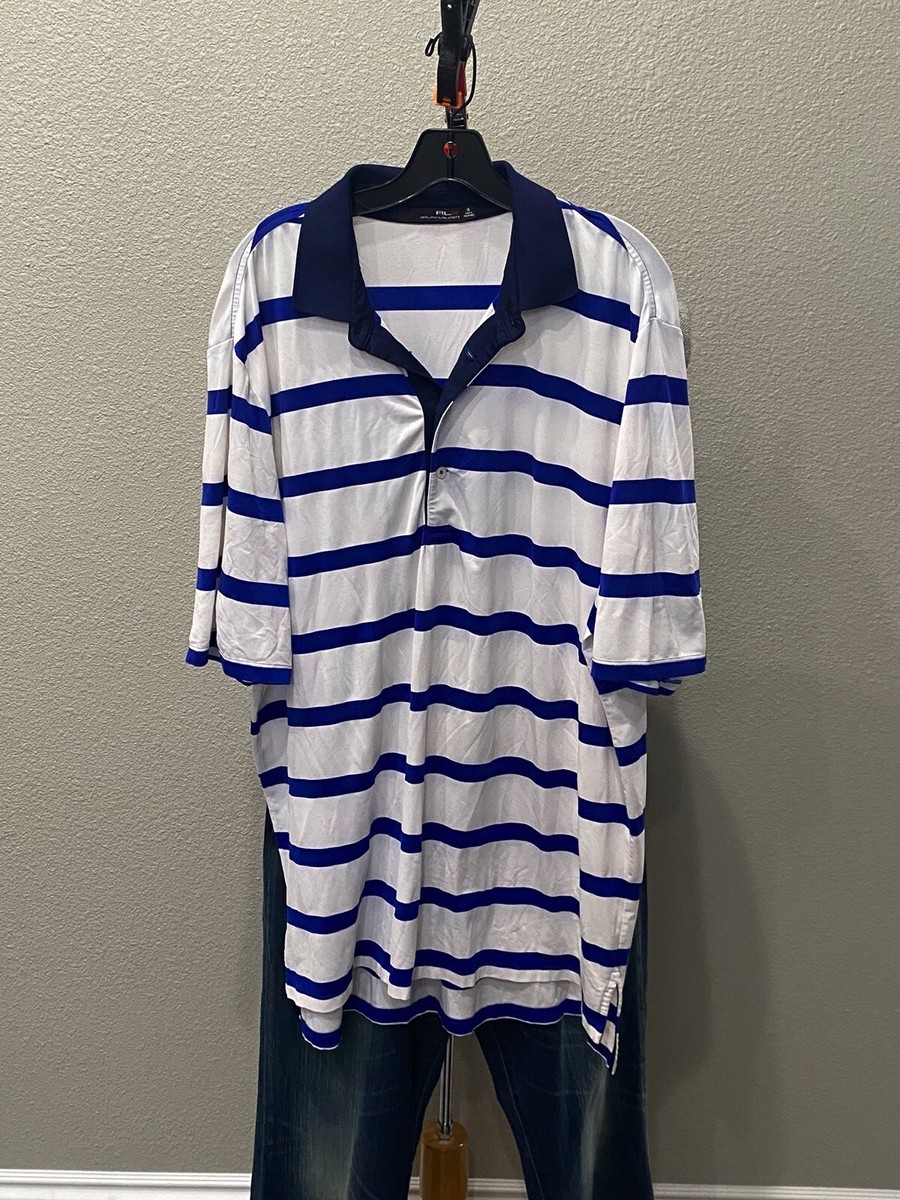 RLX Ralph Lauren Blue Stripe POLO SHIRT XL Tall Fit Poly