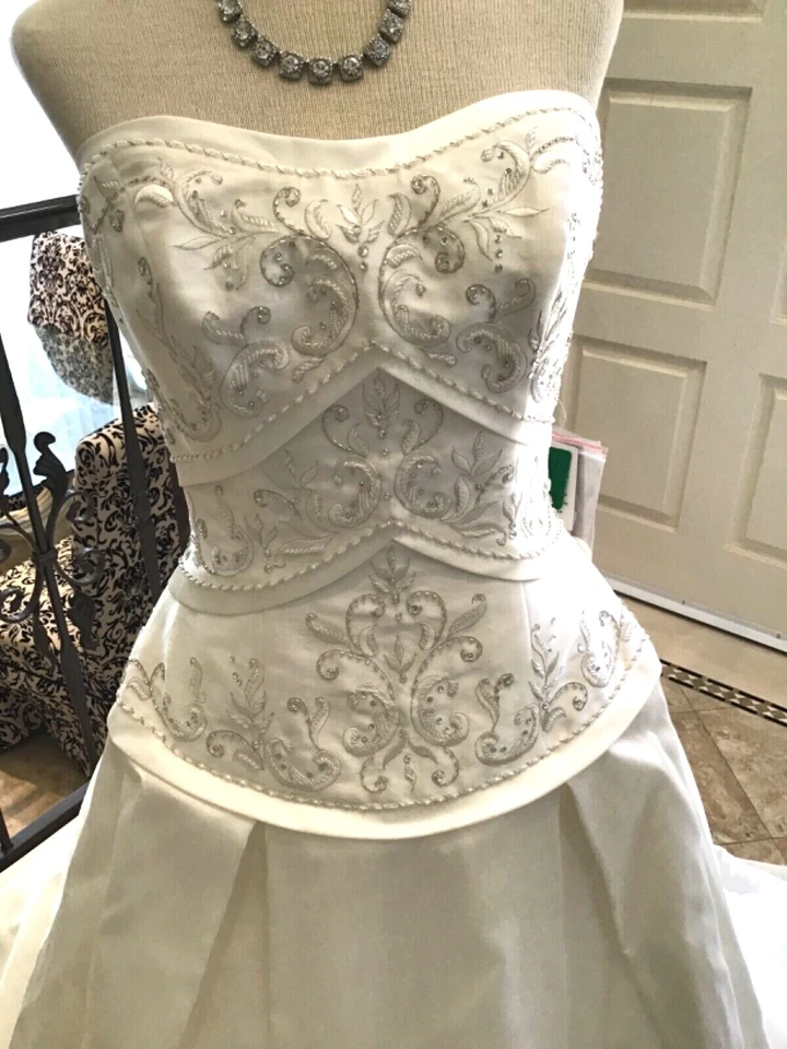 MORI LEE NUEVO Vestido de Novia Vestido de Novia Plateado Bordado Marfil 10 Foto 2 de 4