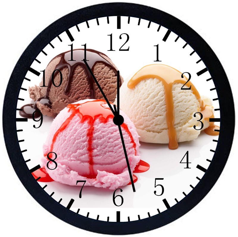 Ice Cream Wall Clock 12" Large Personalized option with addi