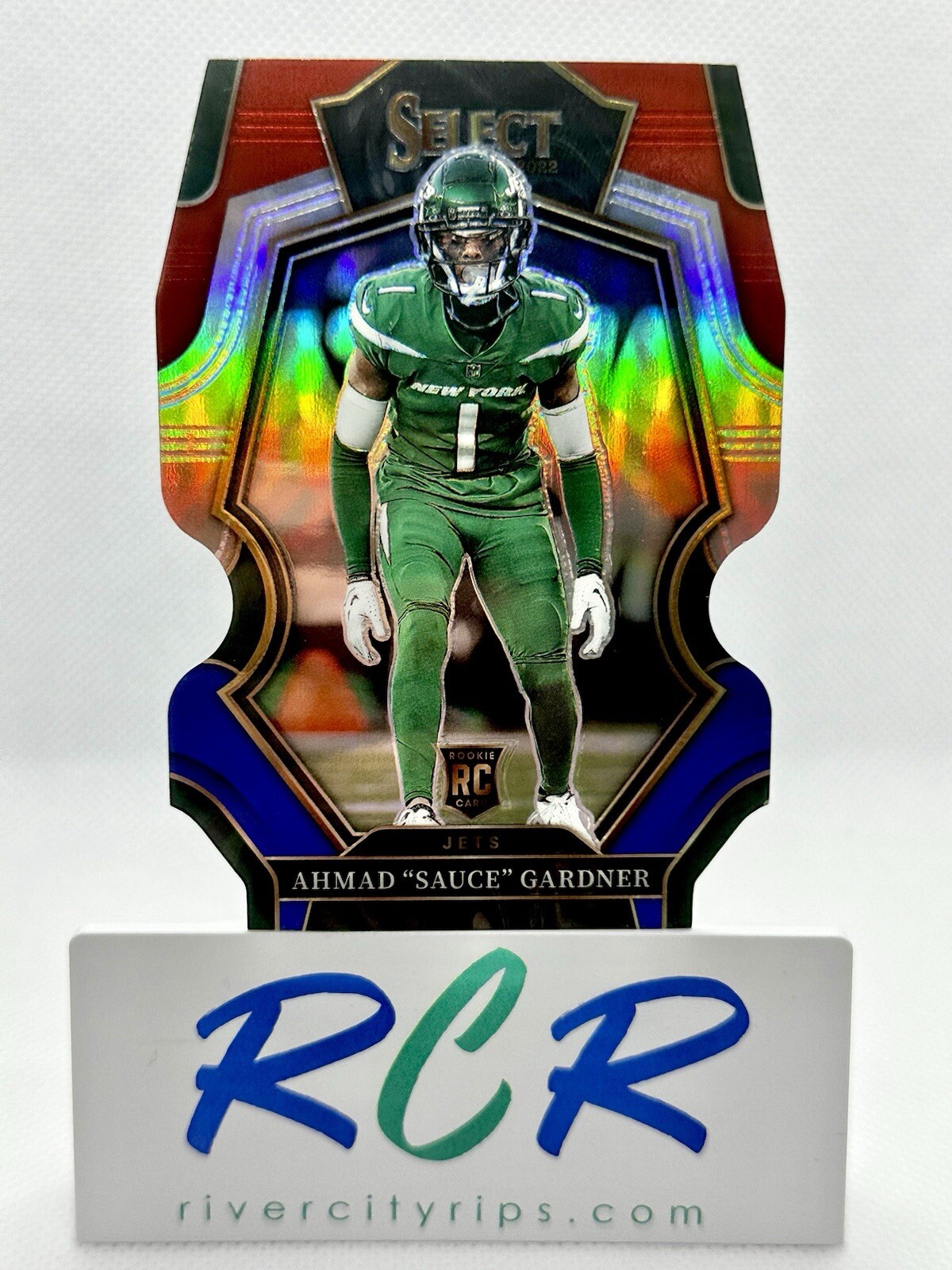 Ahmad “Sauce” Gardner 2022 Select Red Blue Premier Level Die Cut Prizm - Rookie