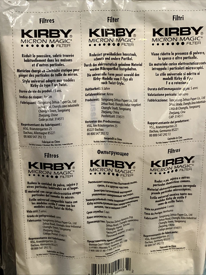 Kirby Micron Magic Hepa Filter Micro Allergen Reduction 5 Pack Vacuum Bags - Image 2 of 2