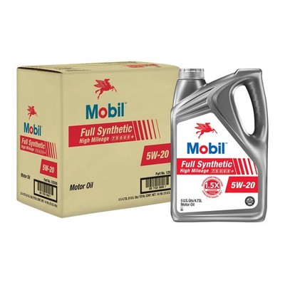 Mobil Full Synthetic High Mileage Motor Oil 5W-20, 5 Qt, Case/3