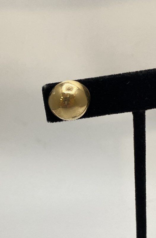 14K Yellow Gold Single Dome Stud Earring Replacement 14.3mm 0.9g
