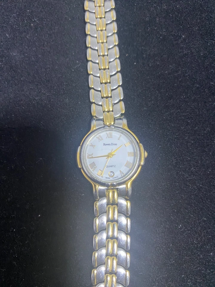 Roven Dino Watch Date Indicator Silver/Gold Toned Sapphire Crystal  - Image 3 of 4