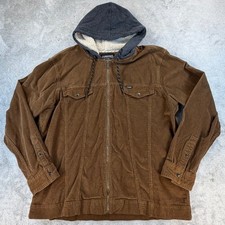 Tony Hawk Men’s Corduroy Sherpa Lined Hooded Jacket Brown XL