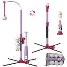Wee Wonders 3-in-1 T Ball Set - Adjustable Height, Hanging Tee Purple
