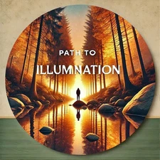 Forest Reflection Lighting Aluminum Foil Round Wall Art Decor