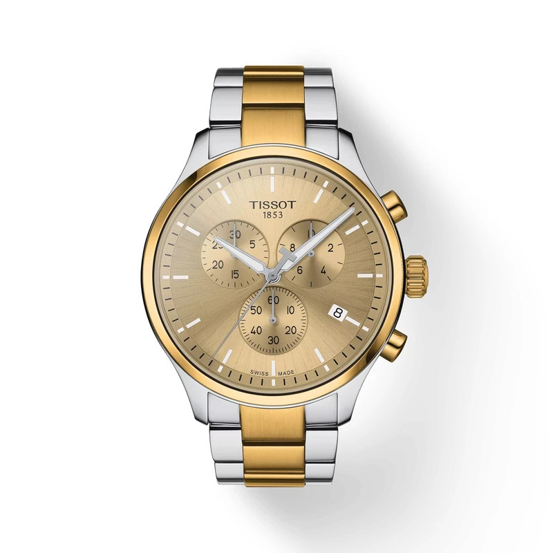 Tissot Chrono XL SWISS Quartz Gold Dial Two Tone Men's Watch