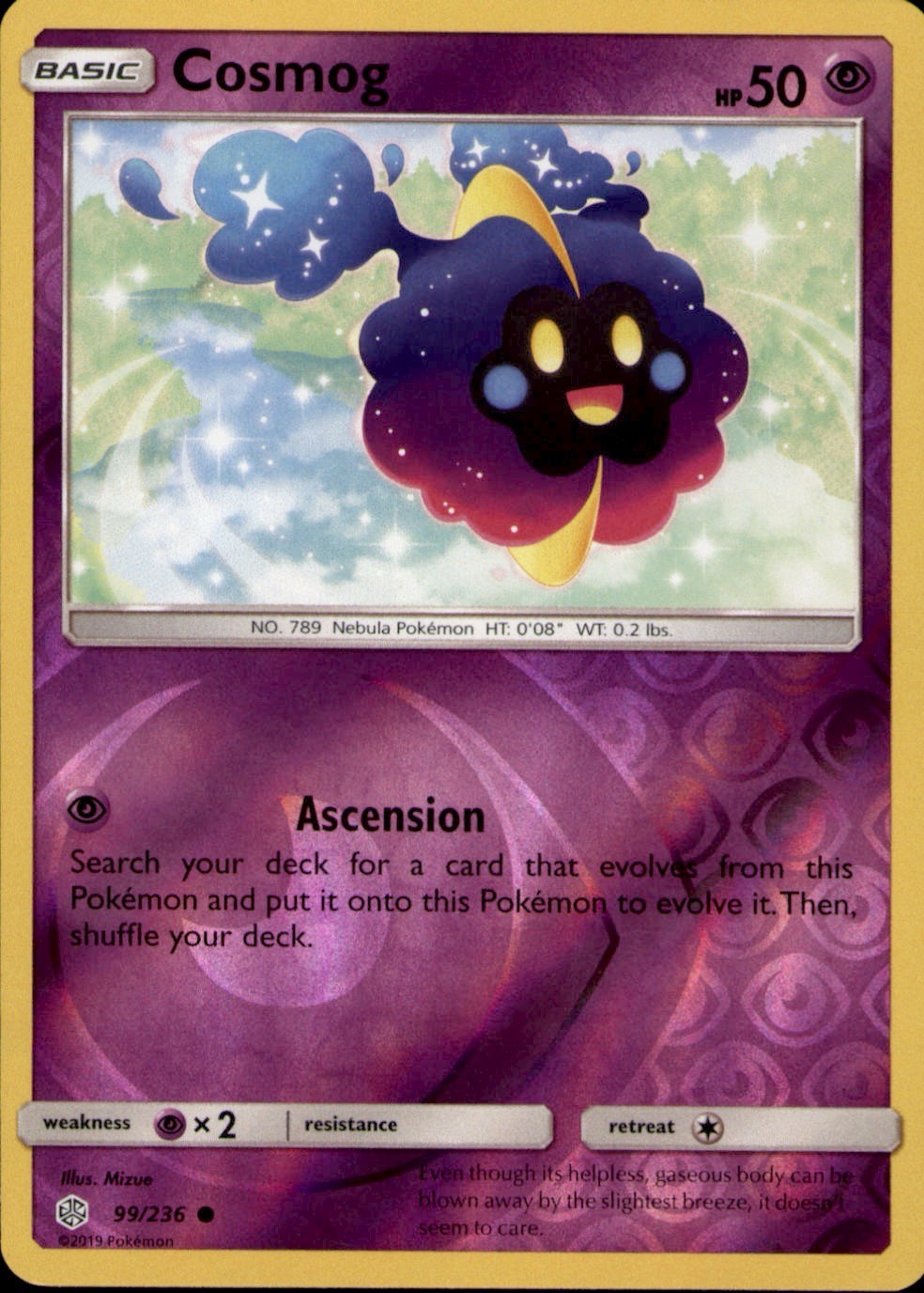 Cosmog 99/236 Common Cosmic Eclipse Pokemon Reverse Holo Near Mint