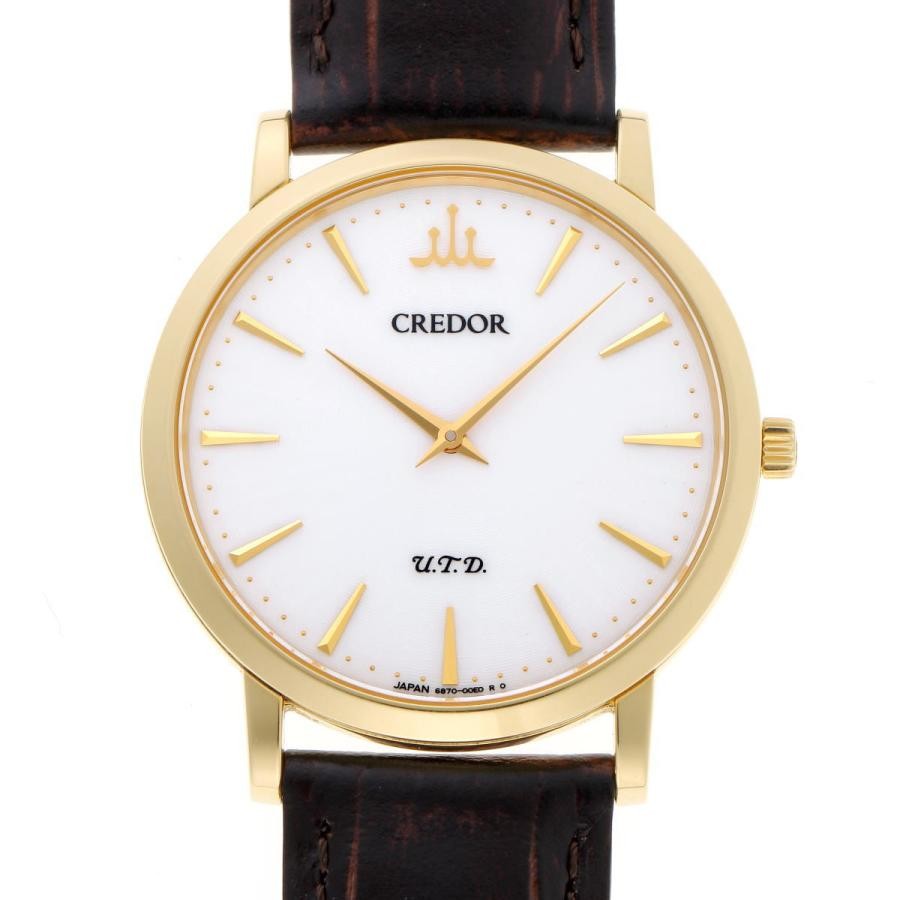 SEIKO CREDOR SIGNO U.T.D. GBAQ976 6870-00B0 White Dial Yellow Gold