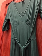 ASOS Deep Green Short Sleeve Viscose Blend V-Neck Women's Long Dress US 8 / UK12