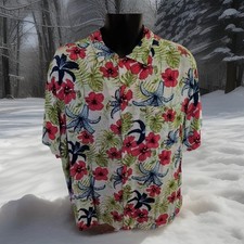 Vtg TropiCool Colorful Hawaiian Camp Shirt Hibiscus Tropical SS Rayon Boho Sz XL