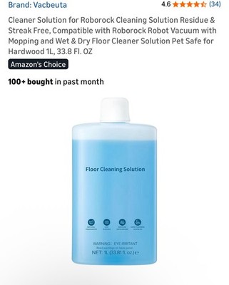 VACBEUTA Roborock Floor Cleaning Solution For Robot & Wet Dry Vacuums,33.8 fl oz