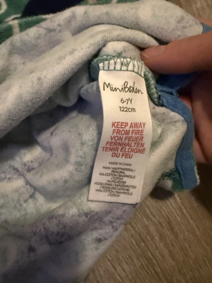 Mini Boden Toalla Sudadera con Capucha Niños 6/7 años Verde Estampado de Tiburón Capucha Cubrir Playa Foto 3 de 4