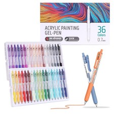 Acrylic Colored Pens Set, 36 Colors Retractable Ink Pens, 0.7mm Fine Point Co...