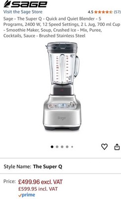 Sage SBL920BSS der Super Q Mixer Edelstahl gebürstet. Versiegelt im Karton 