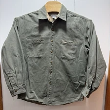 Carhartt Barn Chore Jacket Men Size Medium Flannel Lined Green Workwear *flaws