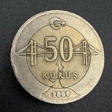 2009 - Fifty / 50 Turkish Kurus - Bimetal Coin - Turkey / Turkiye - Circulated