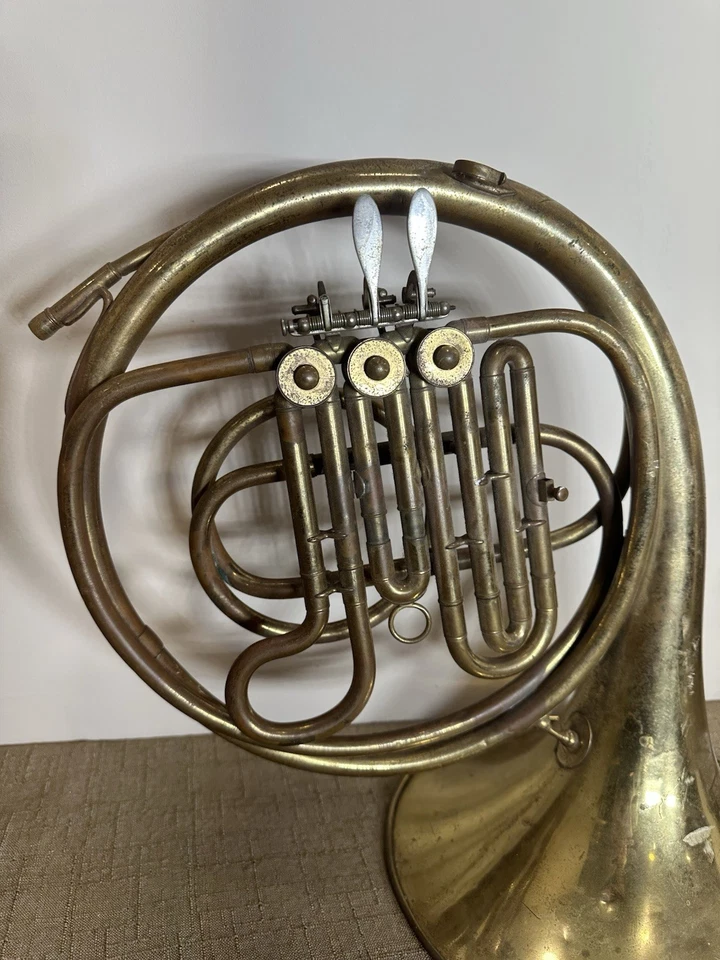 Vintage Único Chifre Francês-Raro-Carl Fisher-Feito na Itália (Como Está) - Imagem 2 de 4