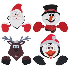 Christmas Outdoor Banner Santa Claus Elk Ornaments Xmas Garden Fence Decor JQ