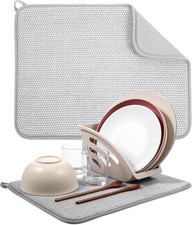 Small Microfiber Dish Drying Mat, Absorbent Dish Drainer Mats for Kitchen Counte
