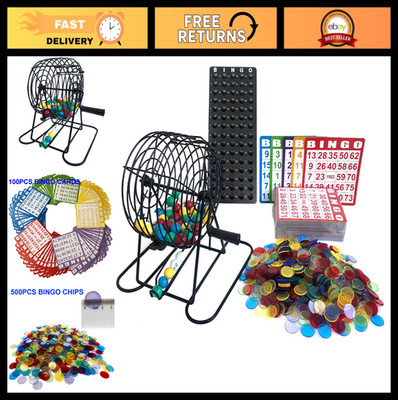 Deluxe Bingo Game Set - Metal Cage, 500 Chips, 100 Cards, 75 Balls, Party Fun!