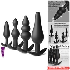 Anal Training Kit Silicone Butt Plug Set 4 Sizes Beginner to Advanced