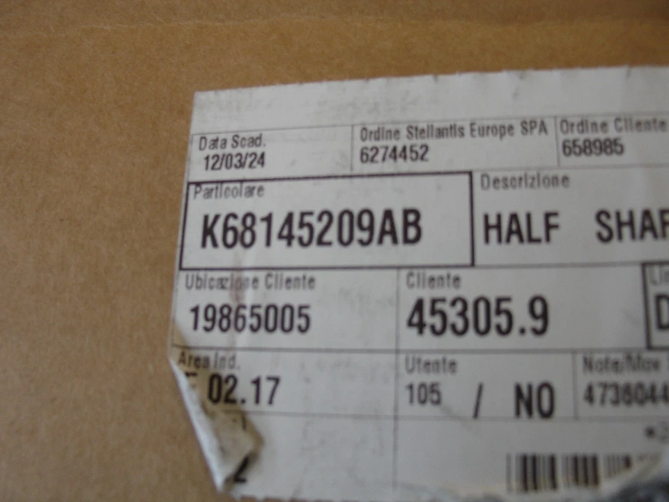 68145209AB Front Left Side Axle Driveshaft Half Shaft For Jeep Wrangler MK3 III - Image 2 of 2