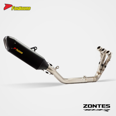 703RR Full Exhaust System Stainless Steel Header + Black Carbon Muffler
