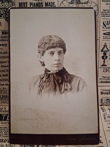Antique Cabinet Card Victorian Photo Young Woman Van Arnam Troy NY