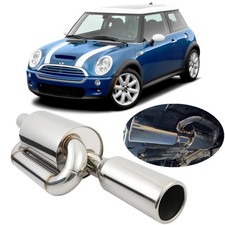 Twin Loop Exhaust Muffler 2.5'' inlet 4'' For Mini Cooper S F55 F56 R52 R53 R55
