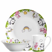 Leonardo Kindergeschirr Bambini 3-Teilig - Einhorn/Panda/Flamingo
