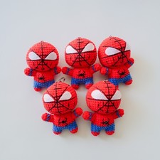 Spider Man Crochet Keychain Party Pack Set of 5 Handmade Amigurumi Dolls