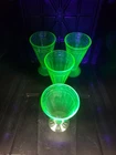 4 Vintage   Uranium Depression Footed Sundae Glasses 6" Tall