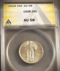 1928 SILVER STANDING LIBERTY QUARTER ** ANACS AU-58 **  PROBLEM FREE COIN (7941)