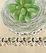 7/8" 1 YD Mallard Duck Grosgrain Ribbon Drake Mallard Migratory Bird