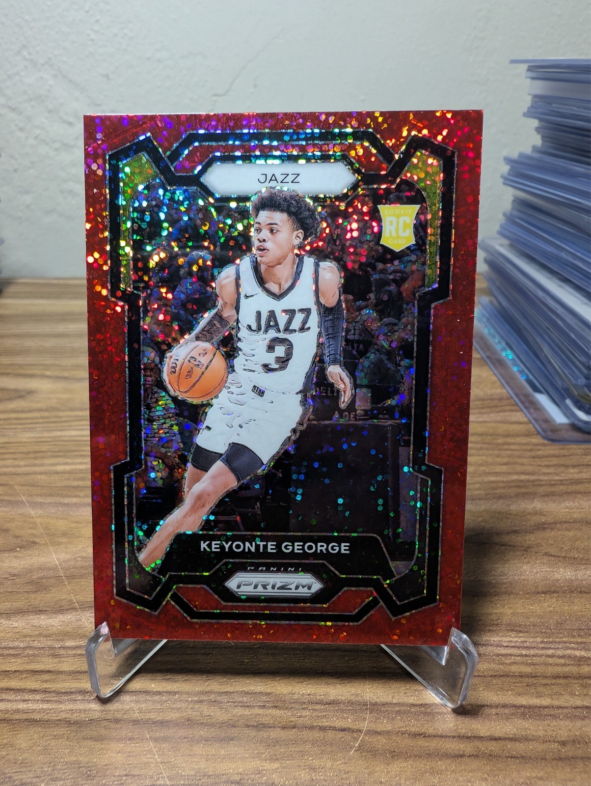 2023-24 Panini Prizm - Keyonte George #127 Red Sparkle Prizm (RC) Rookie JAZZ