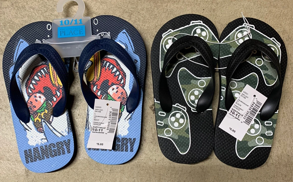 The Children s Place Flip Flop Lot Of 2 Shark Gamer Sandals